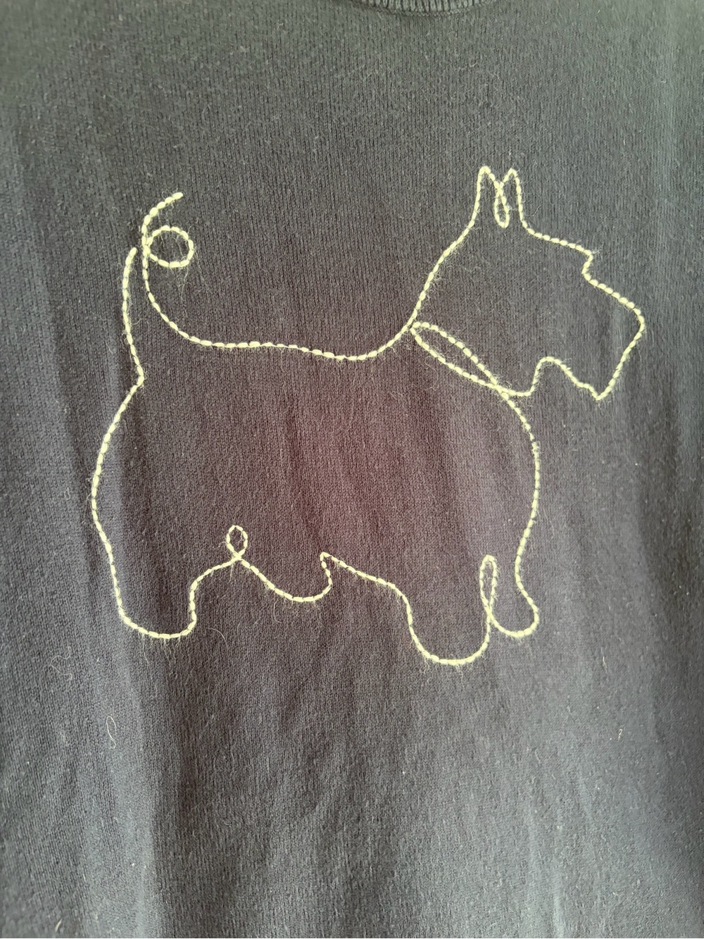 Loft 100% Cotton Navy Blue Scottie Dog Embroidered Sweater Size XL - Picture 4 of 7